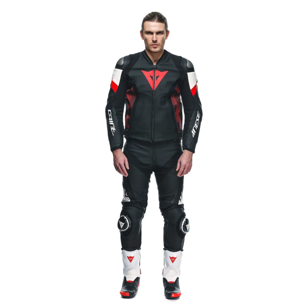 Dainese Avro 5 Leather Jacket black/red-lava/white