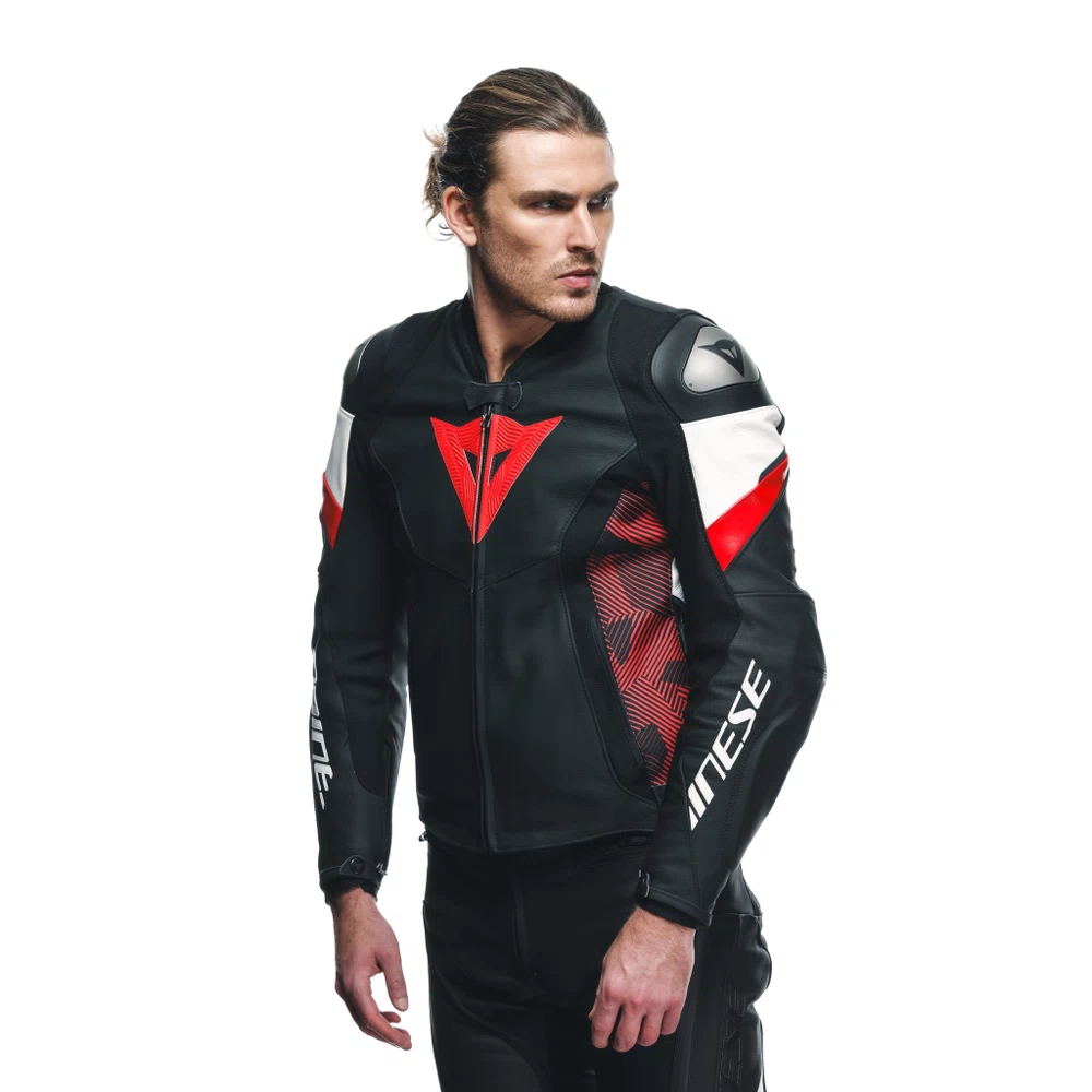 Dainese Avro 5 Leather Jacket black/red-lava/white