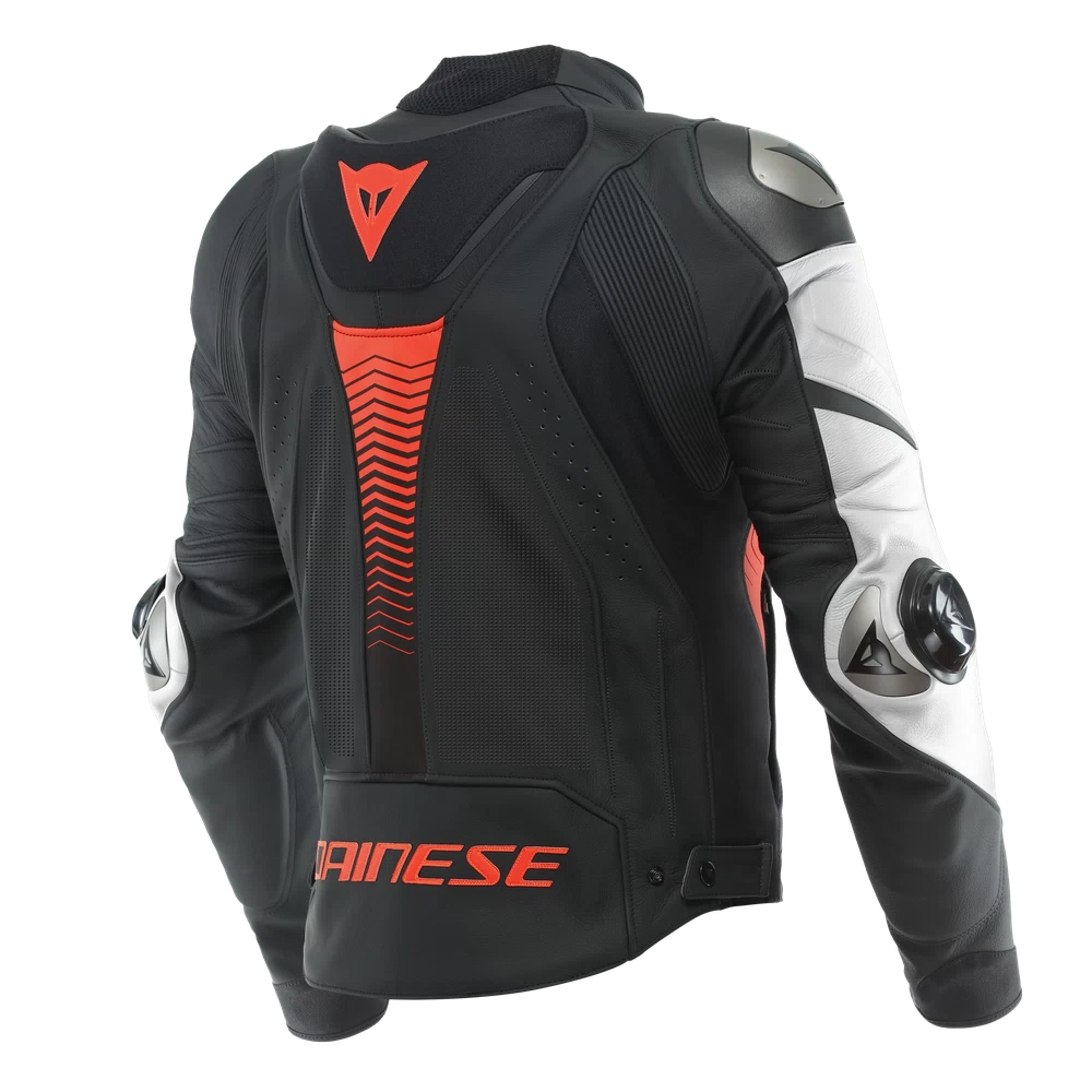 Dainese Super Speed 4 Leather Jacket Perf. black-matt/white/fluo-red