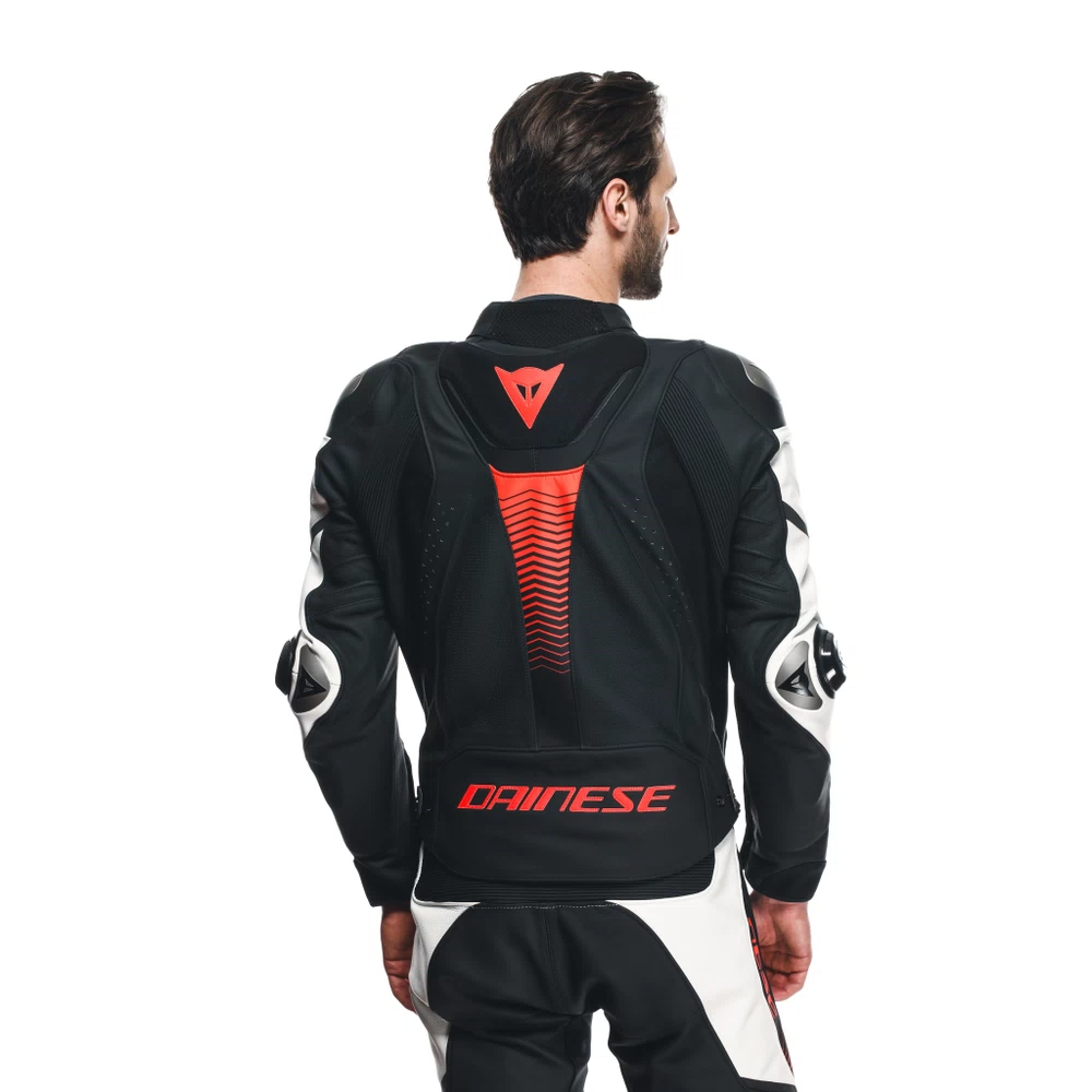 Dainese Super Speed 4 Leather Jacket Perf. black-matt/white/fluo-red