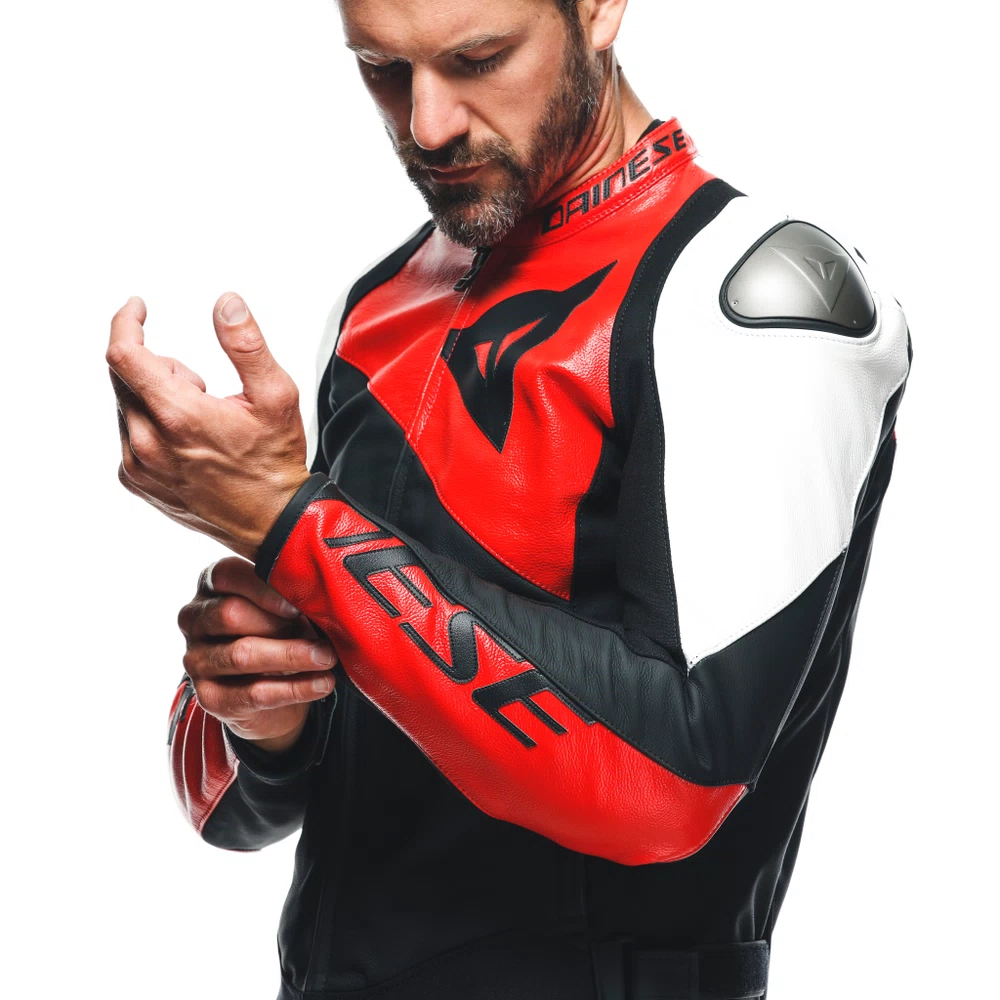 Dainese Sportiva Leather Jacket black-matt/lava-red/white