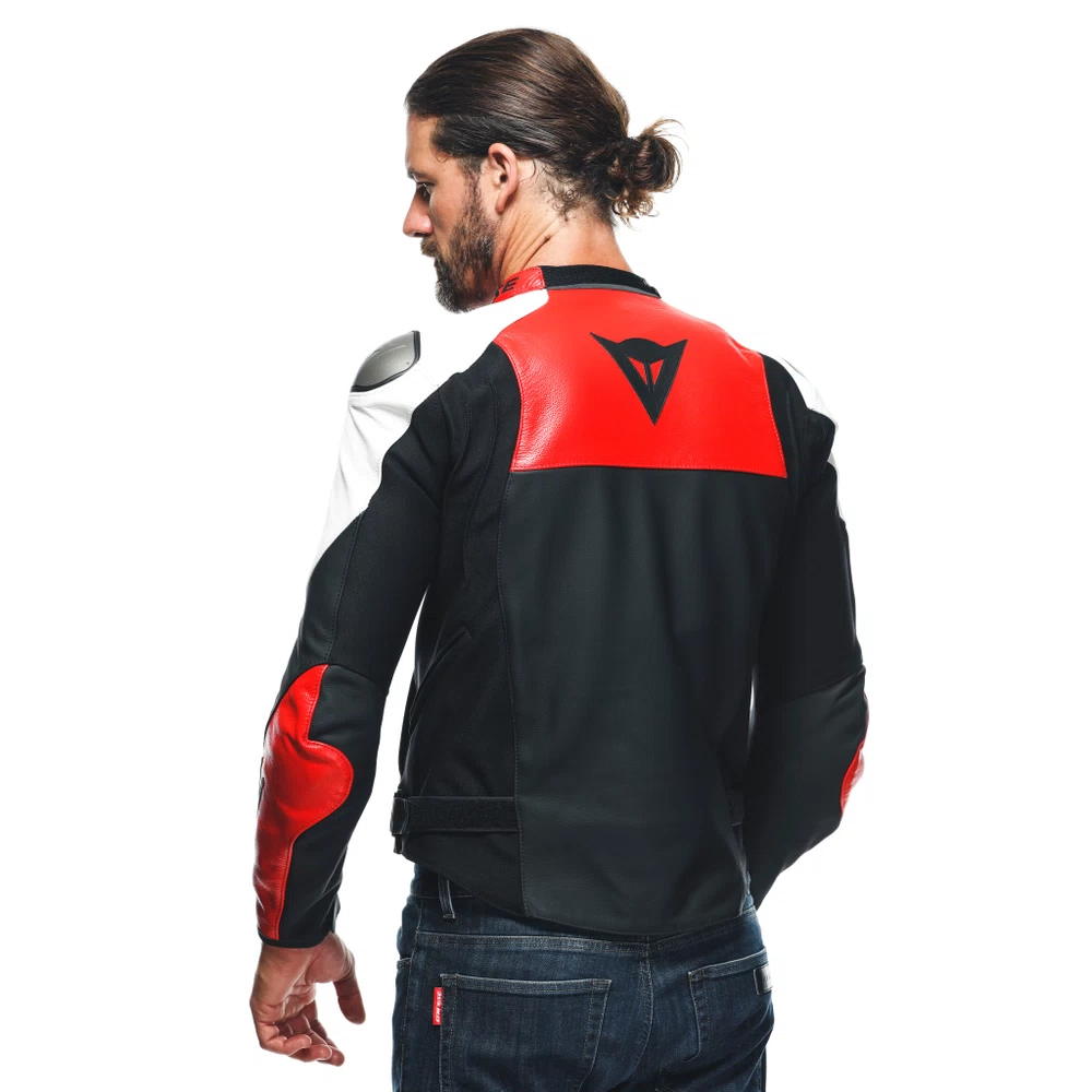 Dainese Sportiva Leather Jacket black-matt/lava-red/white