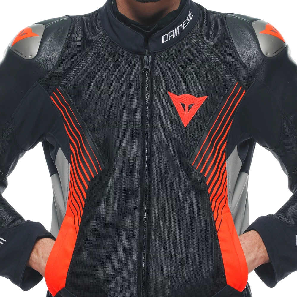 Dainese Super Rider 2 Absoluteshell™ Jacket black/dark-gull-gray/fluo-red