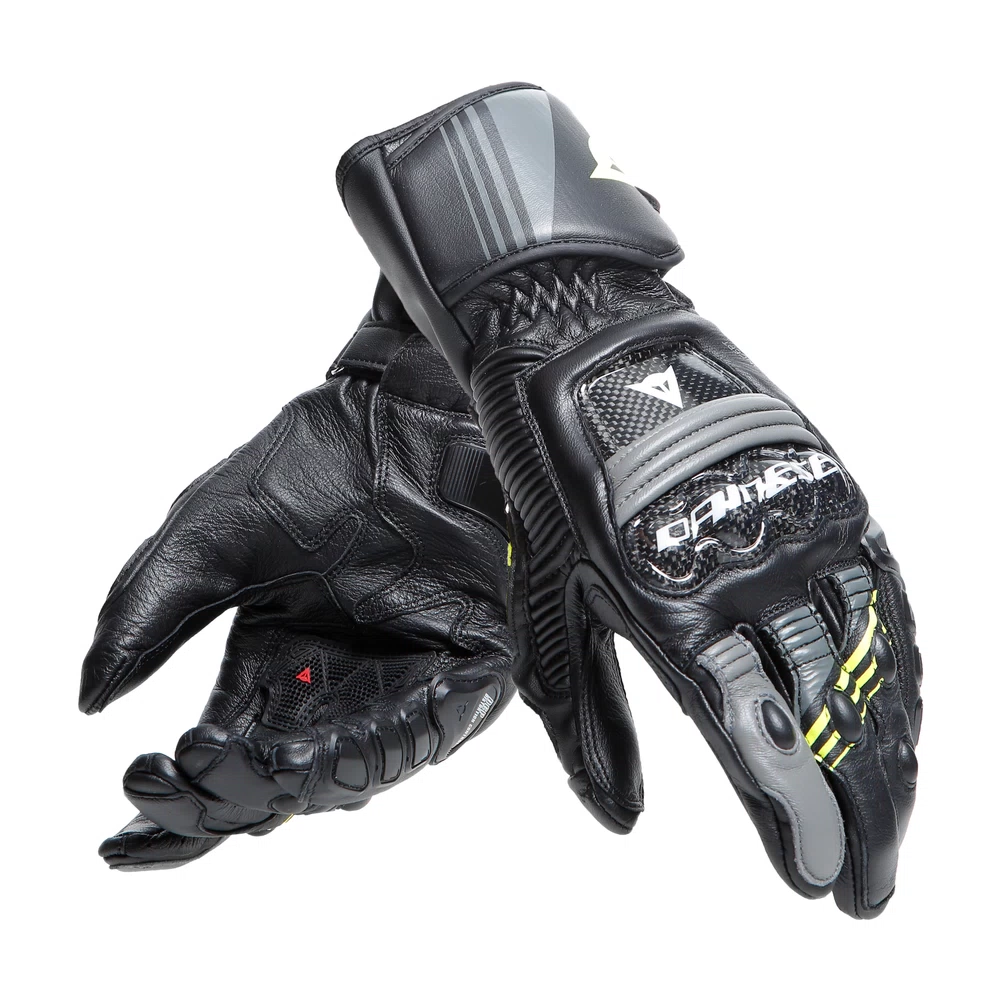 Dainese Druid 4 Leather Gloves black/charcoal-gray/fluo-yellow