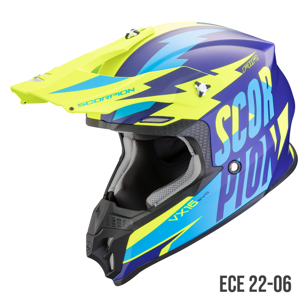 Scorpion VX 16 EVO AIR SLANTER Matt Blue-Neon yellow