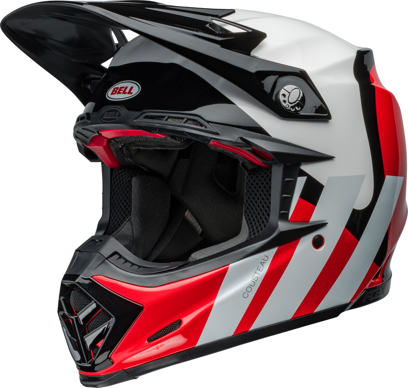 Bell Moto-9S Flex Hello Cousteau Stripes Gloss White Red