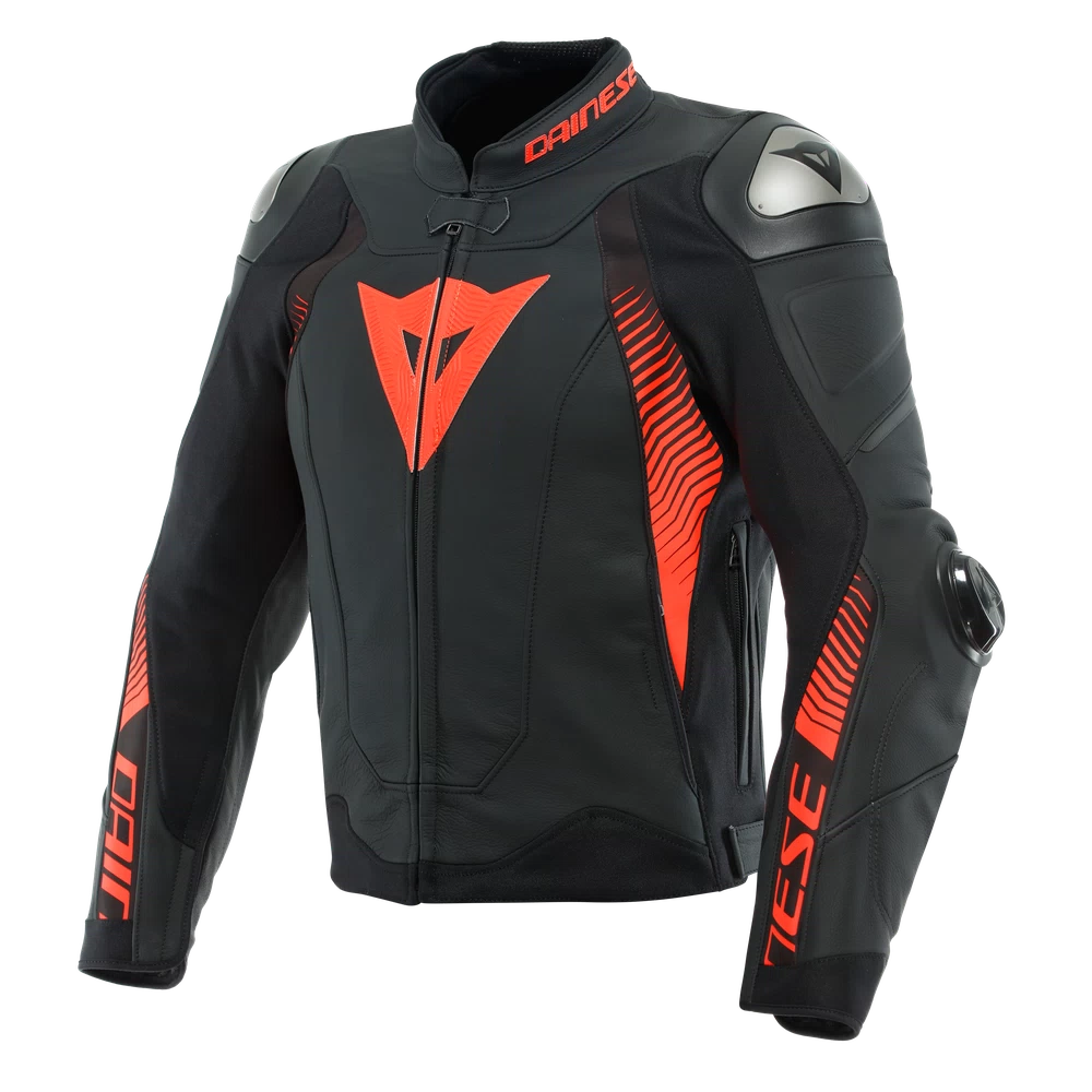 Dainese Super Speed 4 Leather Jacket black-matt/fluo-red