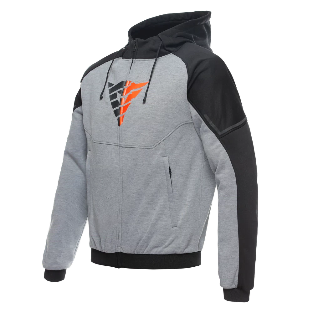 Dainese Daemon-X Safety Hoodie Full Zip melange-gray/black/red-fluo