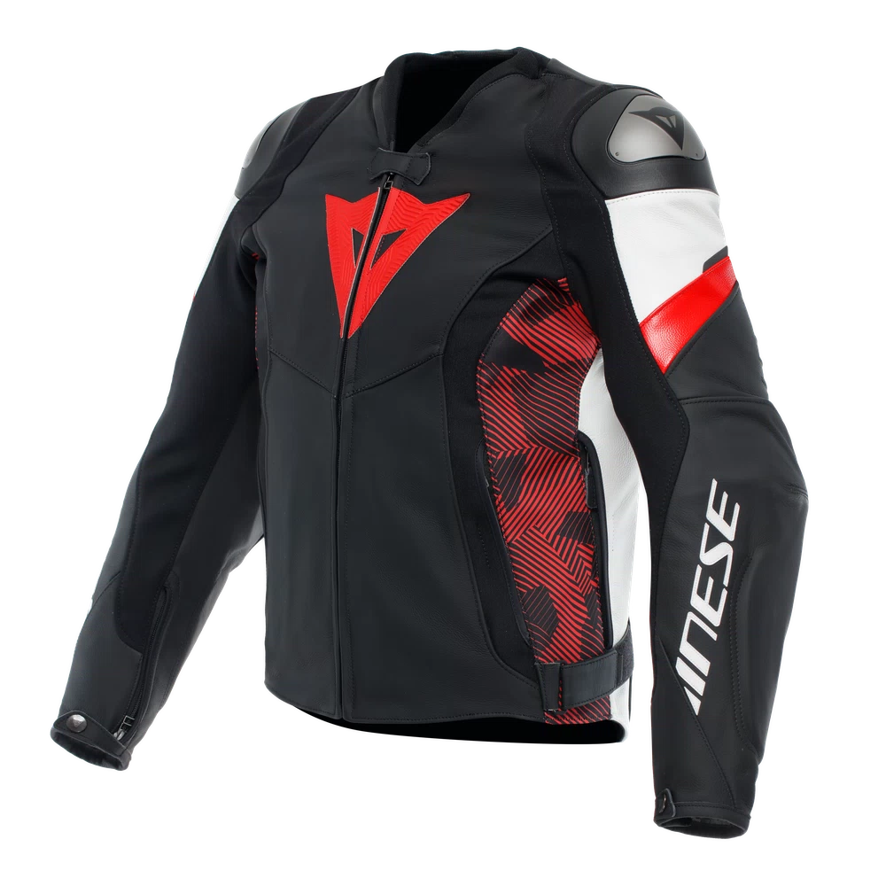 Dainese Avro 5 Leather Jacket black/red-lava/white