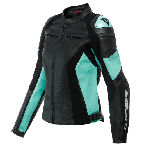 Dainese Racing 4 Lady Leather Jacket black/acqua-green