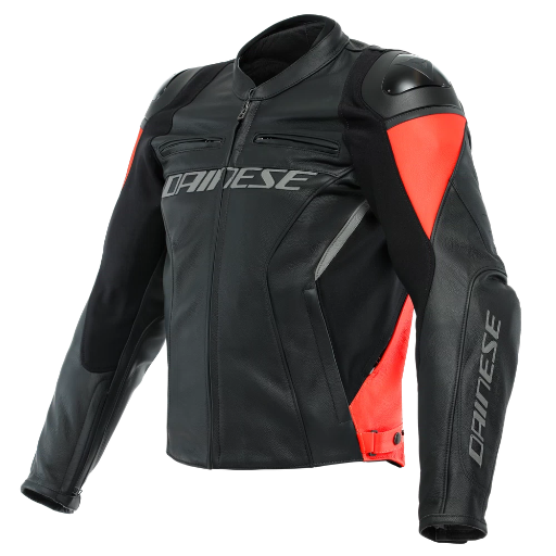 Dainese Racing 4 Leather Jacket black/fluo-red