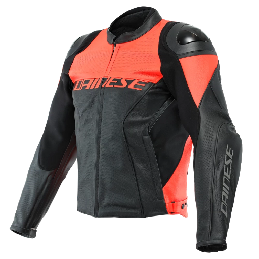 Dainese Racing 4 Leather Jacket Perf. black/fluo-red