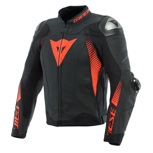 Dainese Super Speed 4 Leather Jacket black-matt/fluo-red