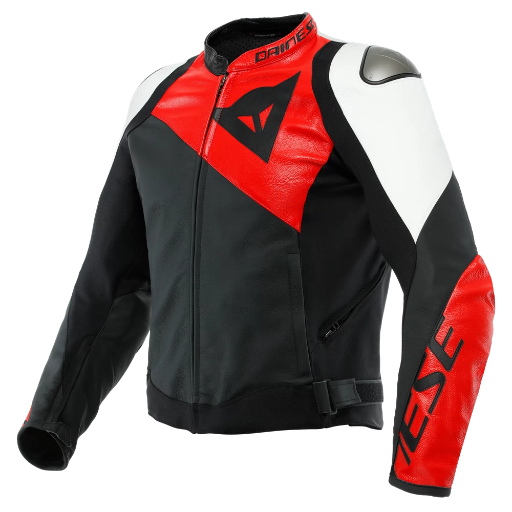 Dainese Sportiva Leather Jacket black-matt/lava-red/white