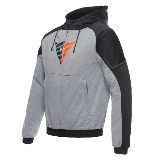 Dainese Daemon-X Safety Hoodie Full Zip melange-gray/black/red-fluo