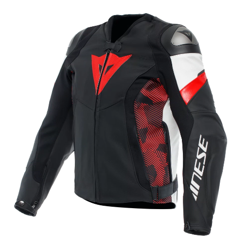 Dainese Avro 5 Leather Jacket black/red-lava/white