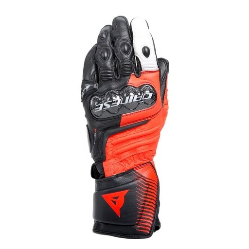 Dainese Carbon 4 Long Leather Gloves Black/Fluo-Red/White