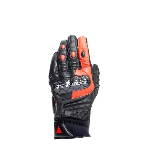 Dainese Carbon 4 Short Leather Gloves Black/Fluo-Red