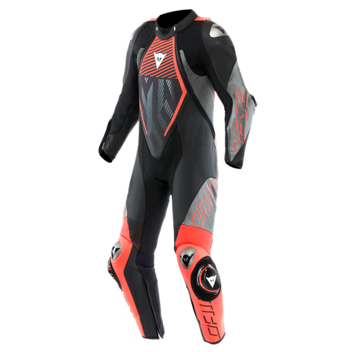 Dainese Audax D-Zip 1Pc Perf. Leather Suit black/red-fluo/anthracite